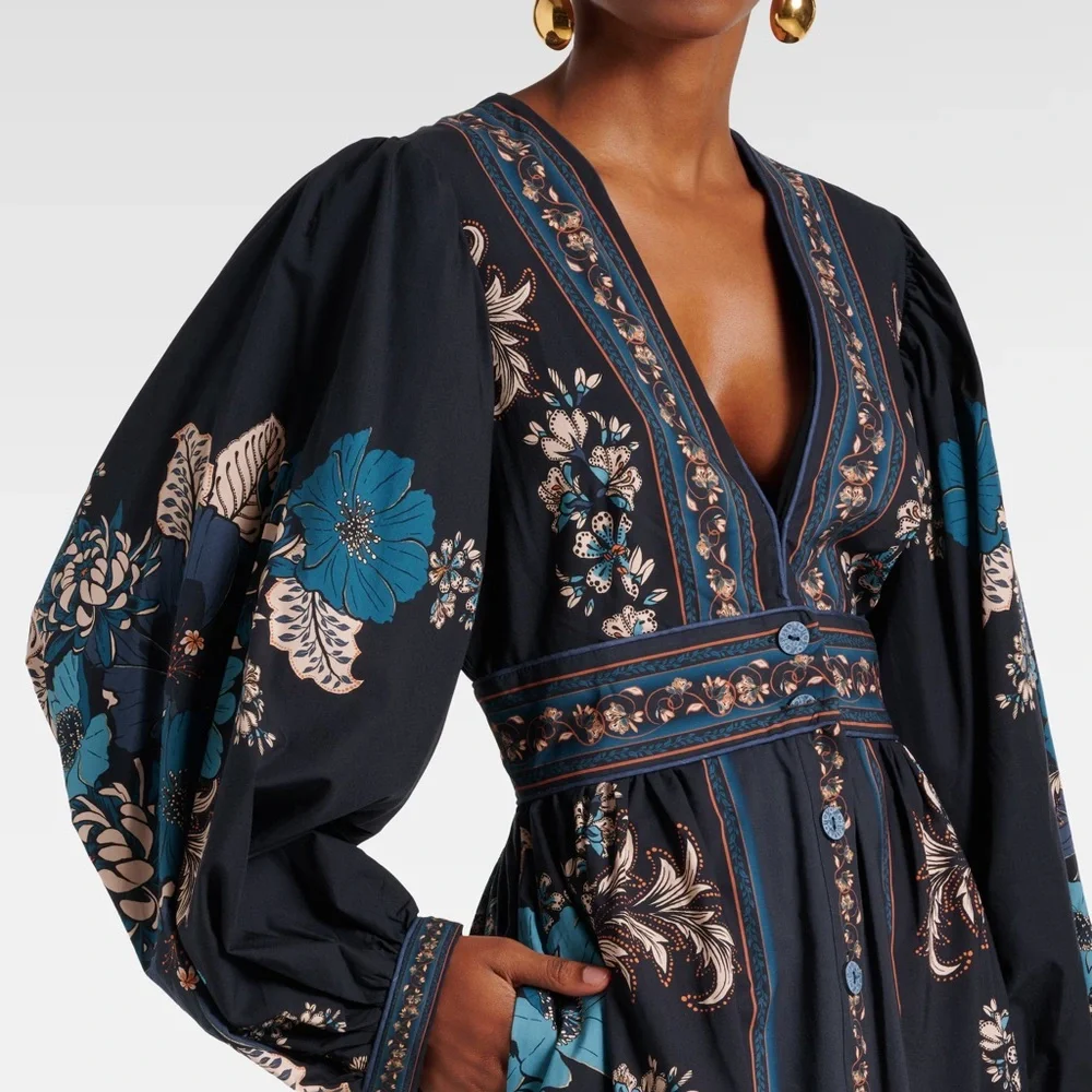 Farm Rio Black Blossom Floral Maxi Dress - Picture 4 of 6